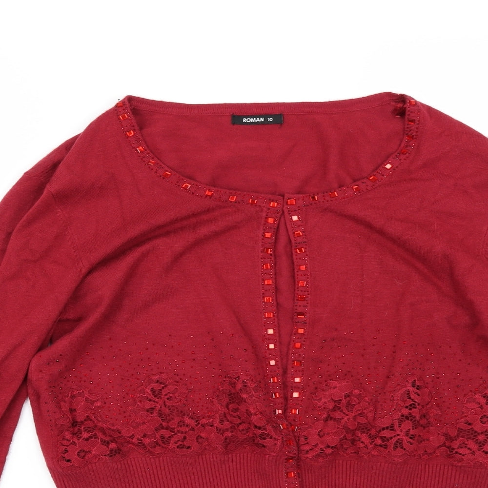 Roman Womens Red   Cape Jumper Size 10  - Sequin Sparkle