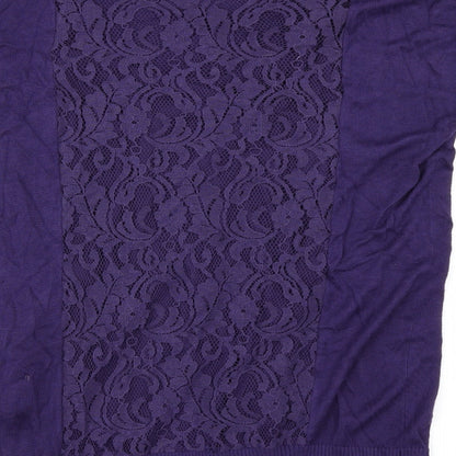 Brand and care label for Kaliko women’s purple jumper, size UK 12, - lace detail