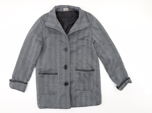 Anne De Lancay Womens Grey Herringbone  Jacket  Size M