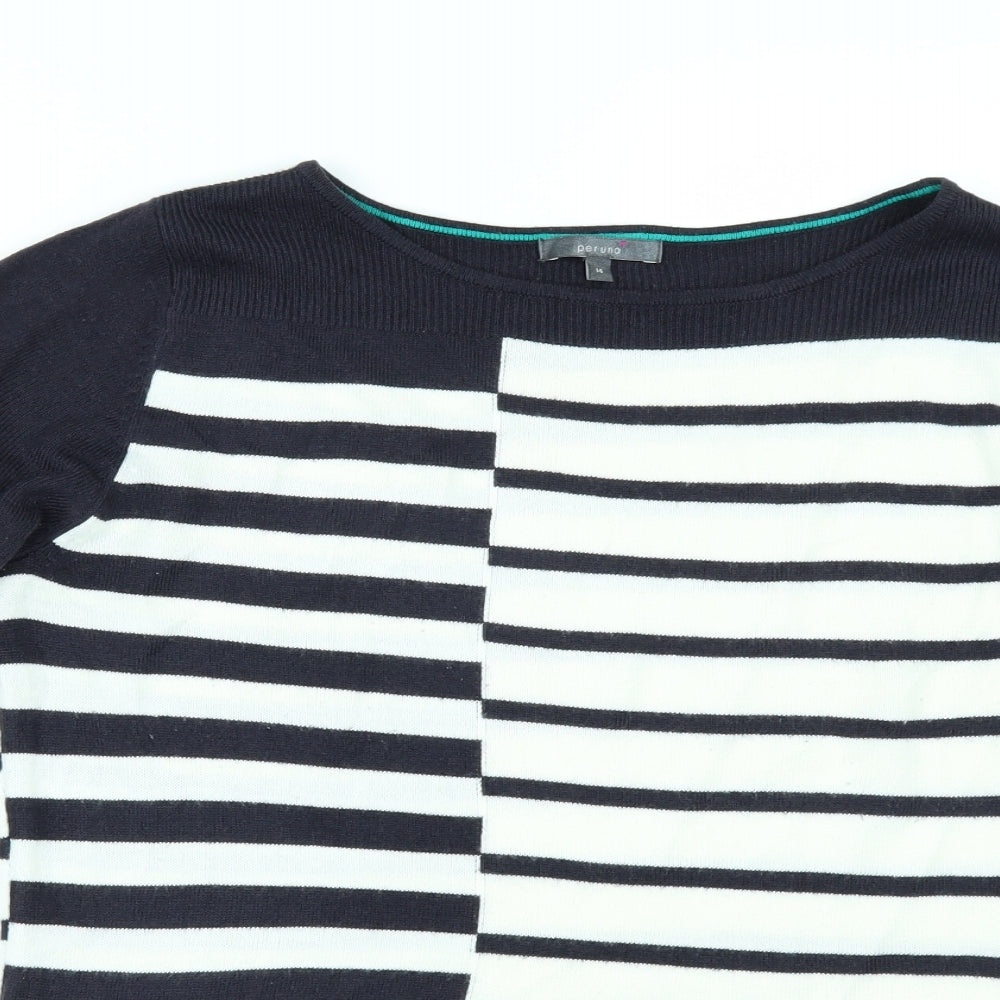 Per Una Womens Blue Striped  Pullover Jumper Size 14