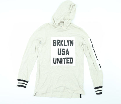Additional front view of H&M girls’ beige pullover hoodie, size 13-14, years