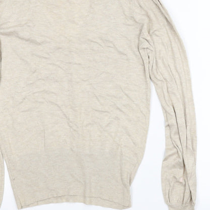 Brand and care label for Preworn women’s beige jumper, size S