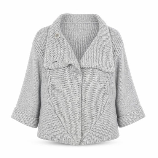 Front view of Oasis women’s grey cardigan jumper, size S