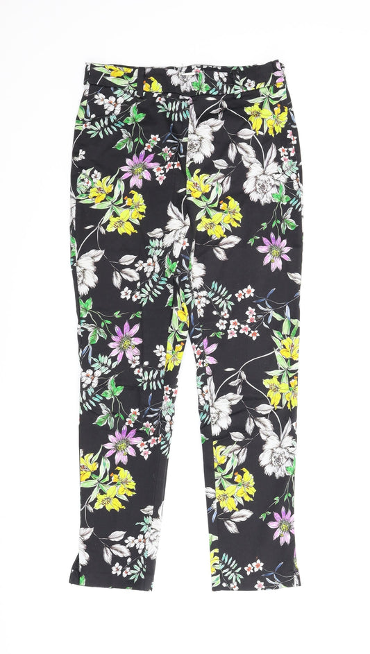 H&M Womens Multicoloured Floral  Pedal Pusher Trousers Size 8 L26 in