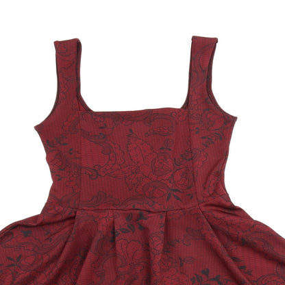 Preloved Boohoo Womens Red Floral  Trapeze & Swing  Size 8 - Detail
