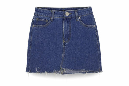 Front view of Boohoo women’s blue maxi skirt, size UK 8