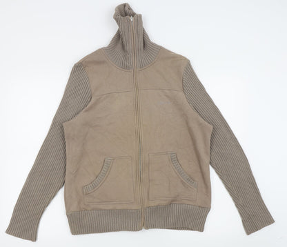 Additional front view of Maine New England women’s beige full zip jumper, size UK 16