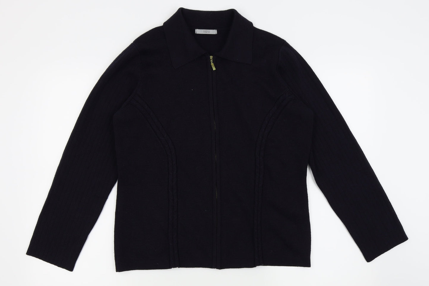 M&s Womens Blue   Full Zip Jumper Size 16