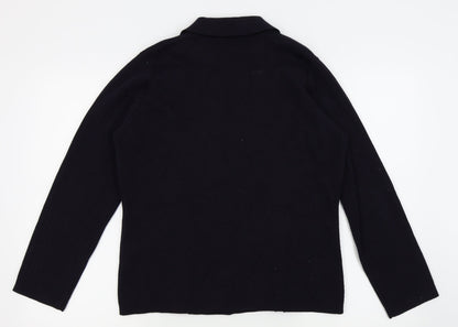 Back view of Marks & Spencer women’s blue full zip jumper, size UK 16