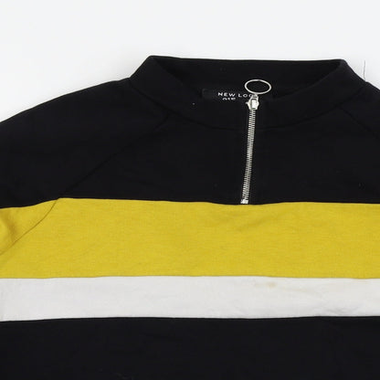 Close-up detail of New Look girls’ black striped jumper, size 12-13, years