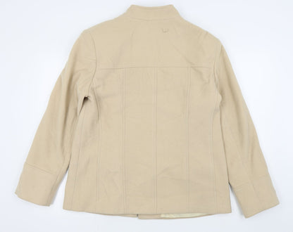 Back view of klass collection women’s beige overcoat coat, size UK 16