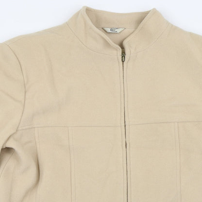 Close-up detail of klass collection women’s beige overcoat coat, size UK 16