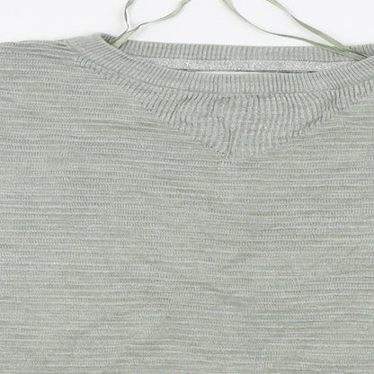 Close-up detail of Next women’s green jumper, size UK 14
