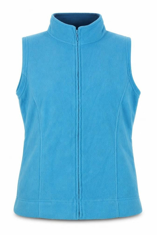 Front view of isle women’s blue full zip jumper, size UK 14