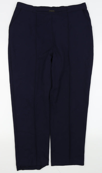 Additional front view of Papaya women’s blue trousers, size UK 14, 25-inch leg