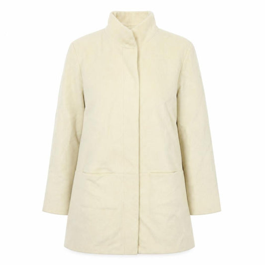 Front view of Marks & Spencer women’s white overcoat coat, size UK 14