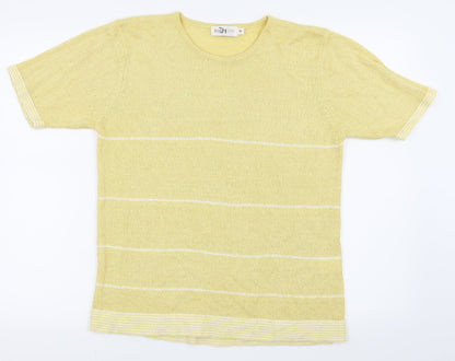 Additional front view of Bonmarché women’s yellow striped basic t-shirt, size M