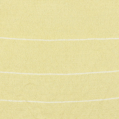 Brand and care label for Bonmarché women’s yellow striped basic t-shirt, size M