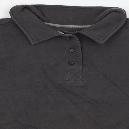 Close-up detail of Preworn women’s green basic polo, size M