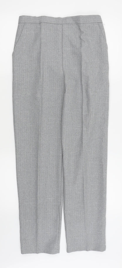 Additional front view of Preworn women’s green trousers, size UK 14, 26-inch leg