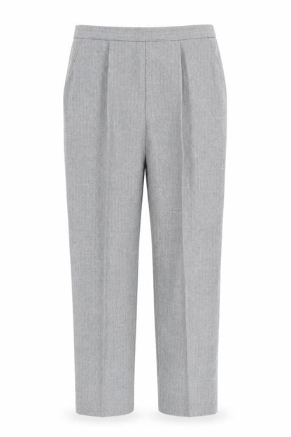 Front view of Preworn women’s green trousers, size UK 14, 26-inch leg