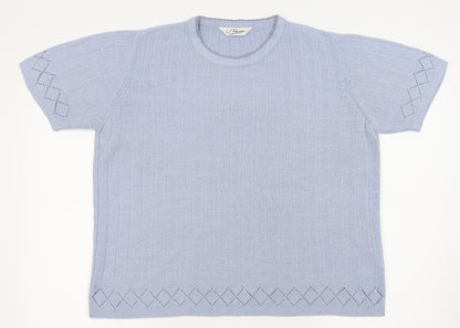 Additional front view of j.frazer women’s blue basic t-shirt, size UK 14