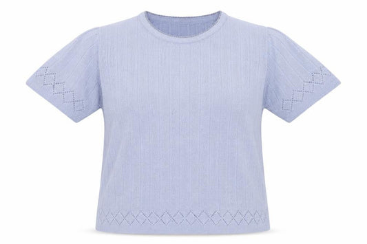 Front view of j.frazer women’s blue basic t-shirt, size UK 14