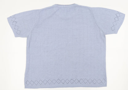 Back view of j.frazer women’s blue basic t-shirt, size UK 14