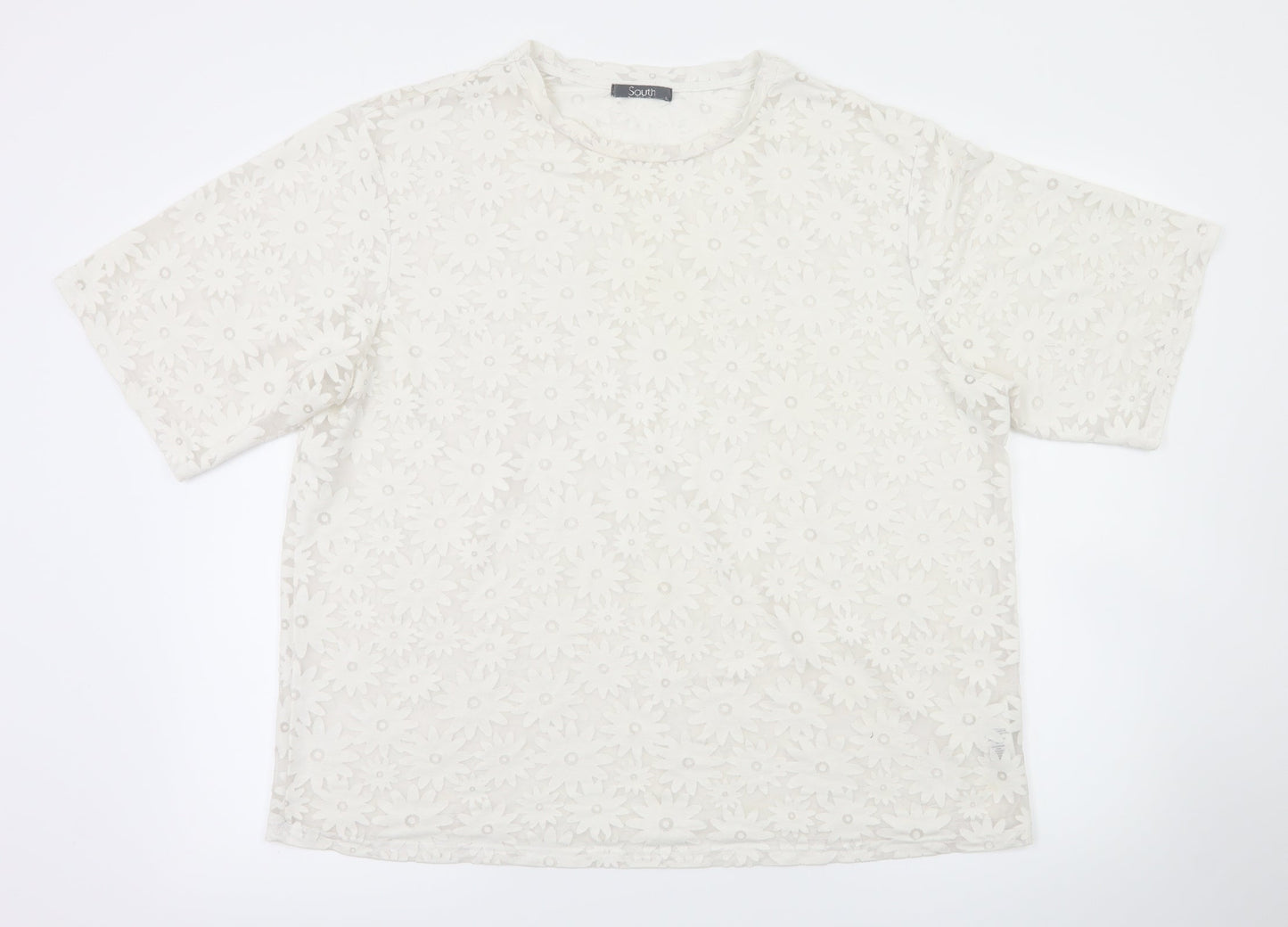South Womens Silver Floral  Basic T-Shirt Size 16