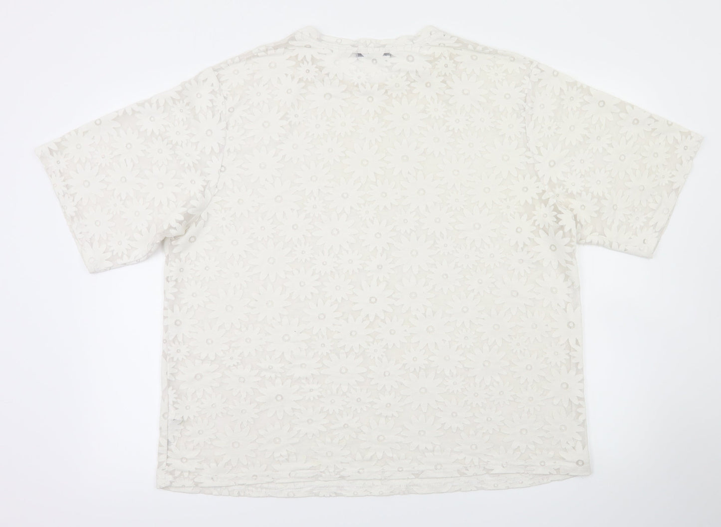 South Womens Silver Floral  Basic T-Shirt Size 16