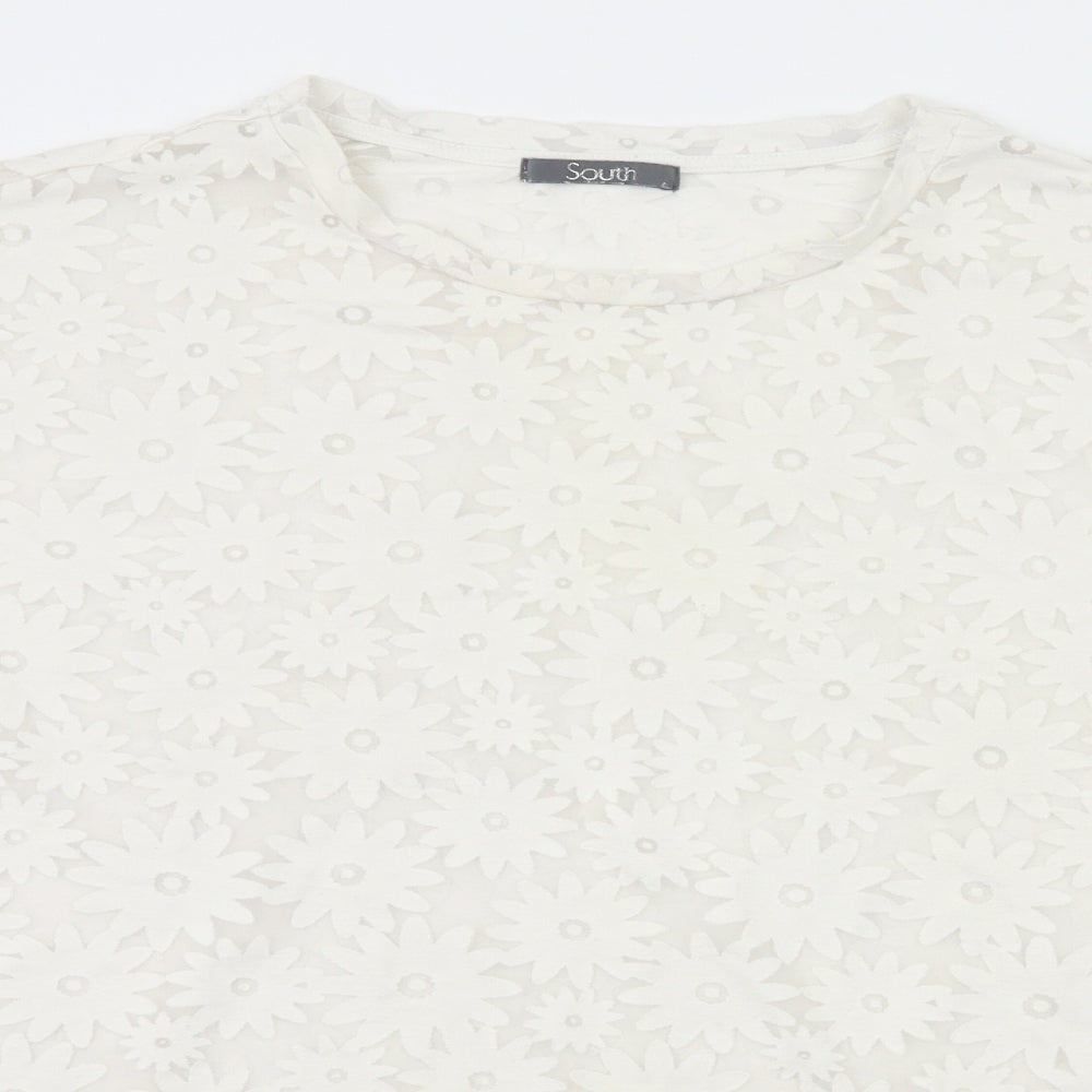 South Womens Silver Floral  Basic T-Shirt Size 16