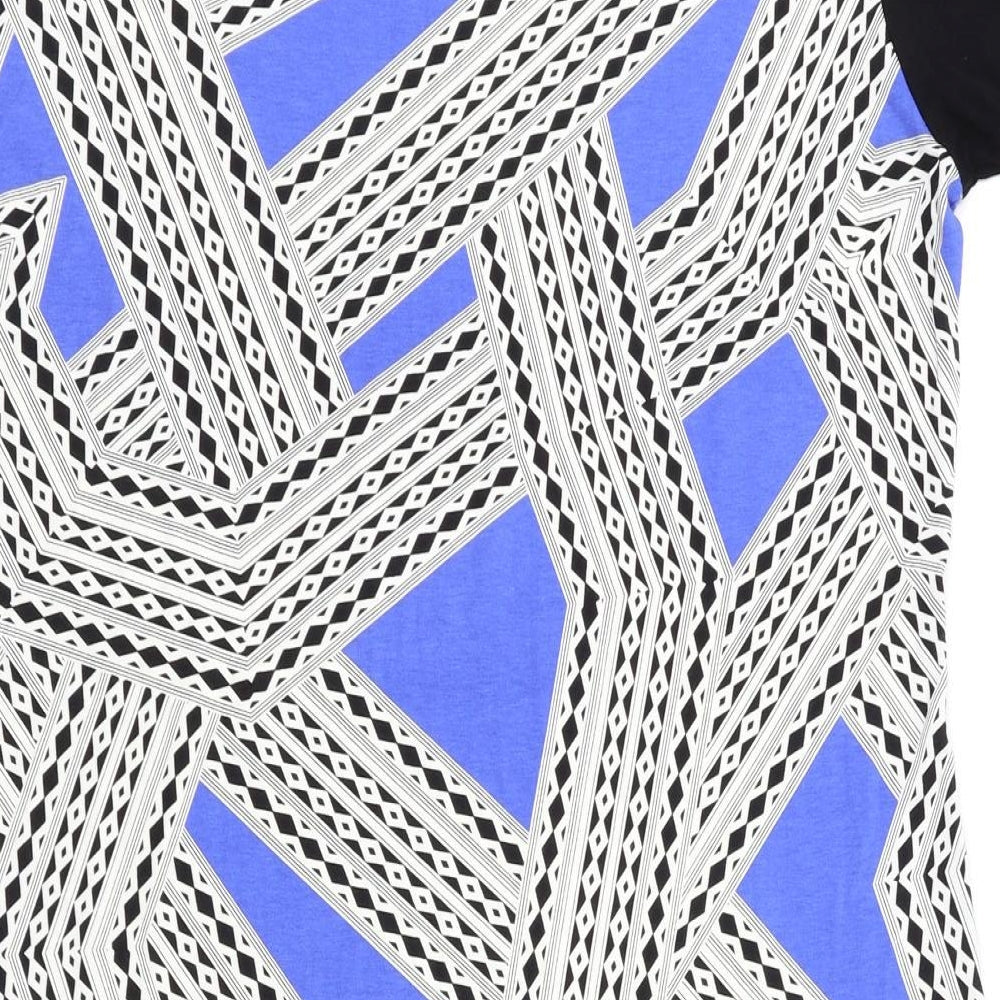 micha Womens Blue Argyle/Diamond  Fit & Flare  Size M