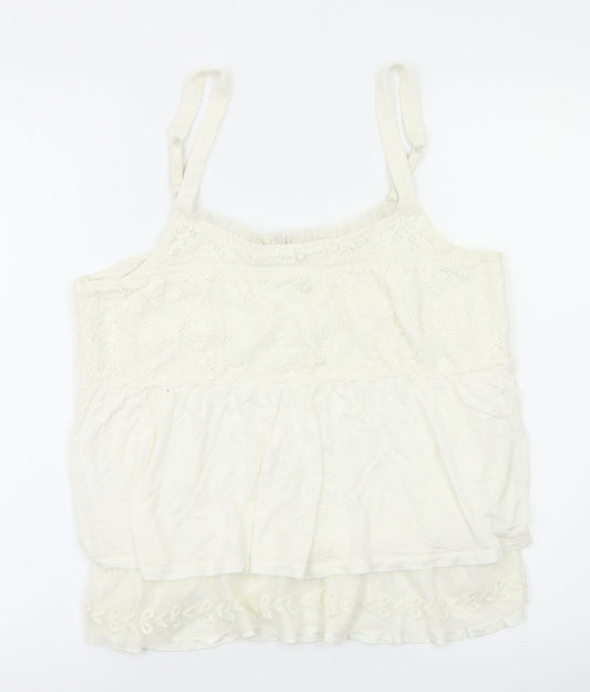FLAMER Womens Ivory Floral  Basic T-Shirt Size 14