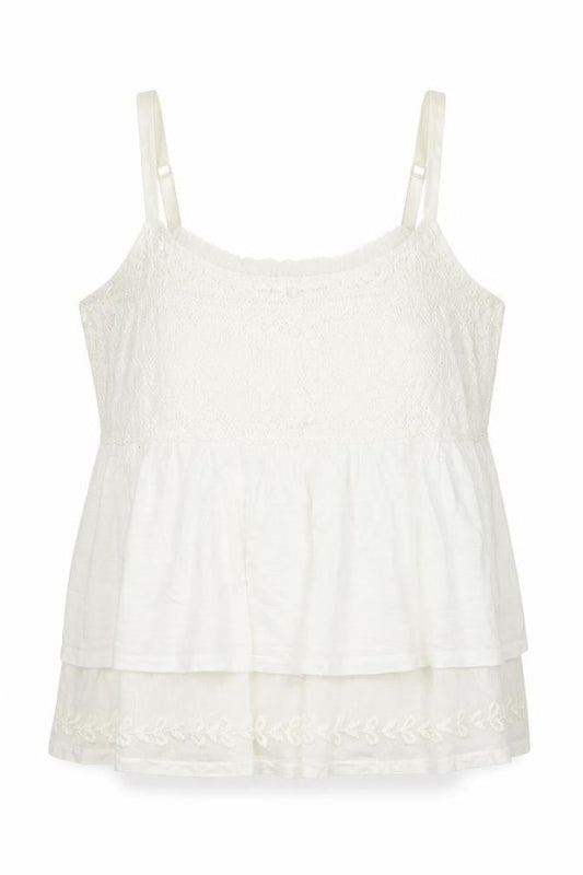Front view of FLAMER women’s ivory floral basic t-shirt, size UK 14