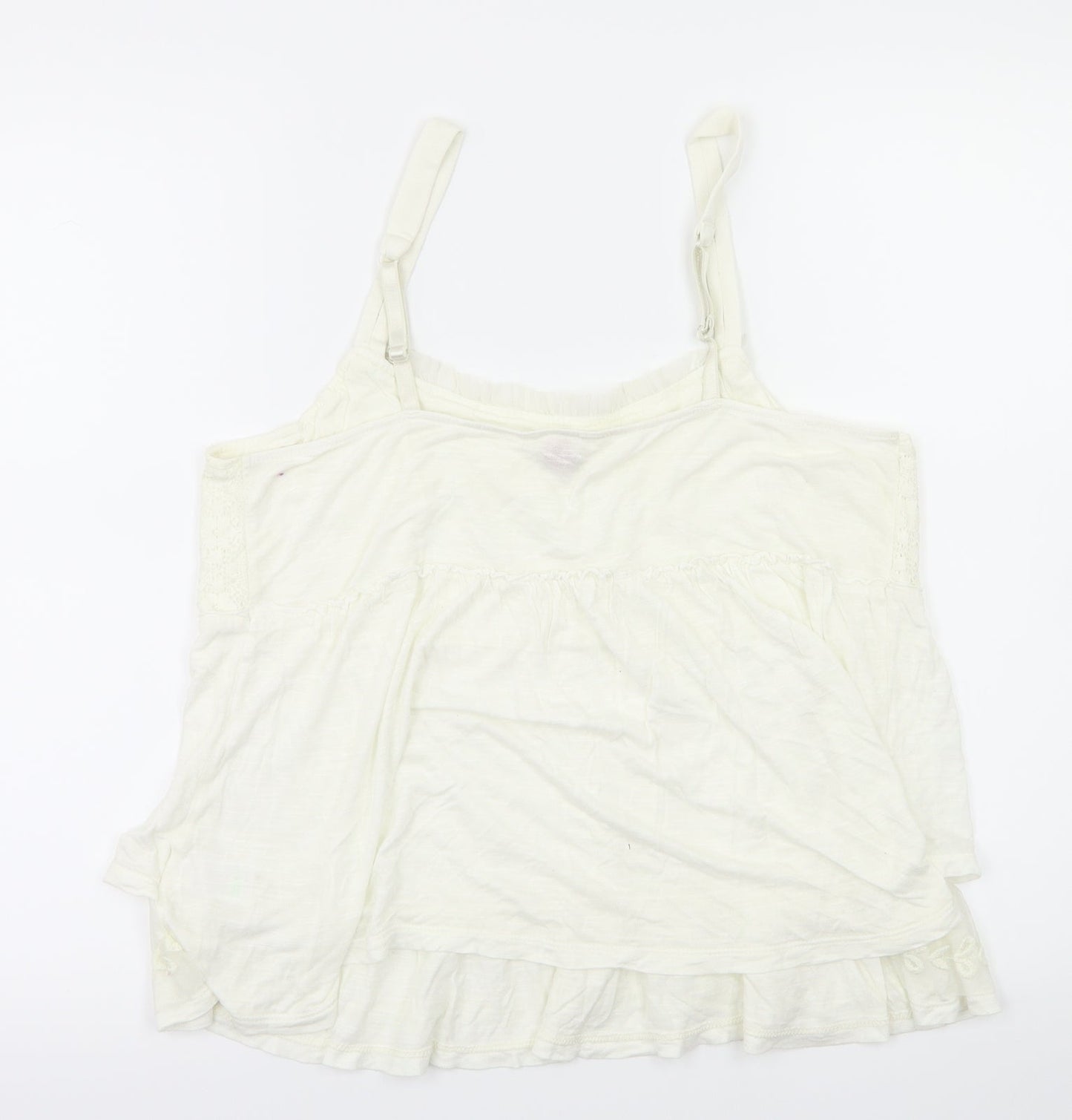 FLAMER Womens Ivory Floral  Basic T-Shirt Size 14