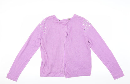 Back view of Be Beau women’s purple jumper, size UK 18, - open back