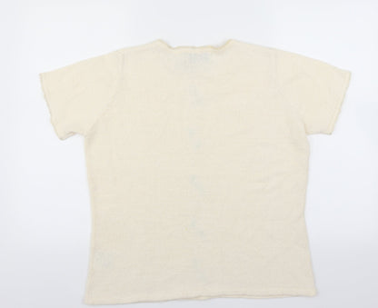Back view of EWM women’s ivory jumper, size M, - floral embroidery