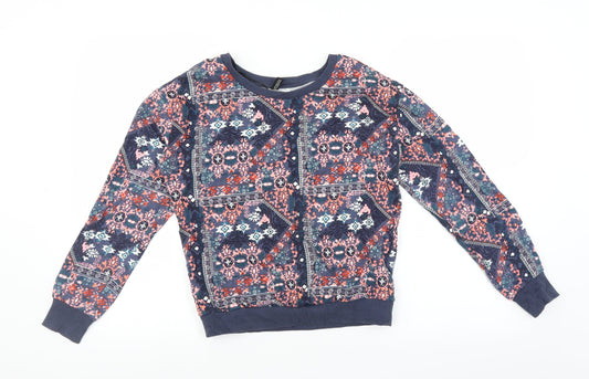 Divided by H&M Womens Blue Paisley  Pullover Sweatshirt Size XS