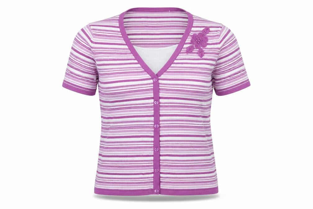 Bonmarché Womens Purple Striped Pullover Jumper Size M