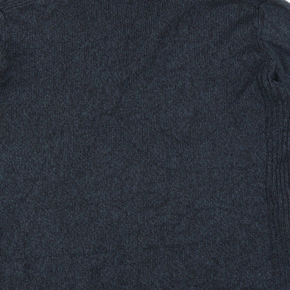 Brand and care label for Atlantic Bay men’s blue jumper