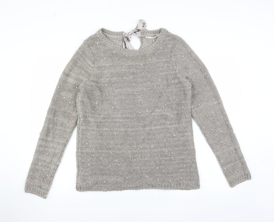 George Womens Grey   Pullover Jumper Size 12  - bow neck detail