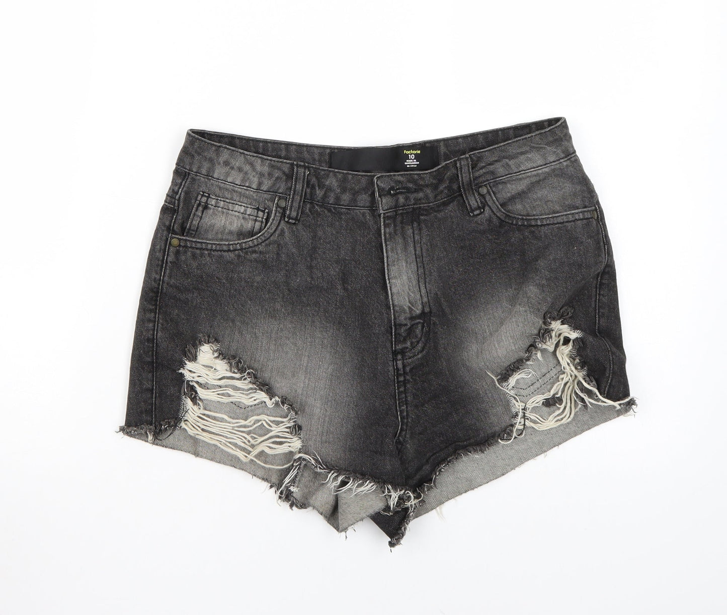 FACTORIE Womens Black   Cut-Off Shorts Size 10