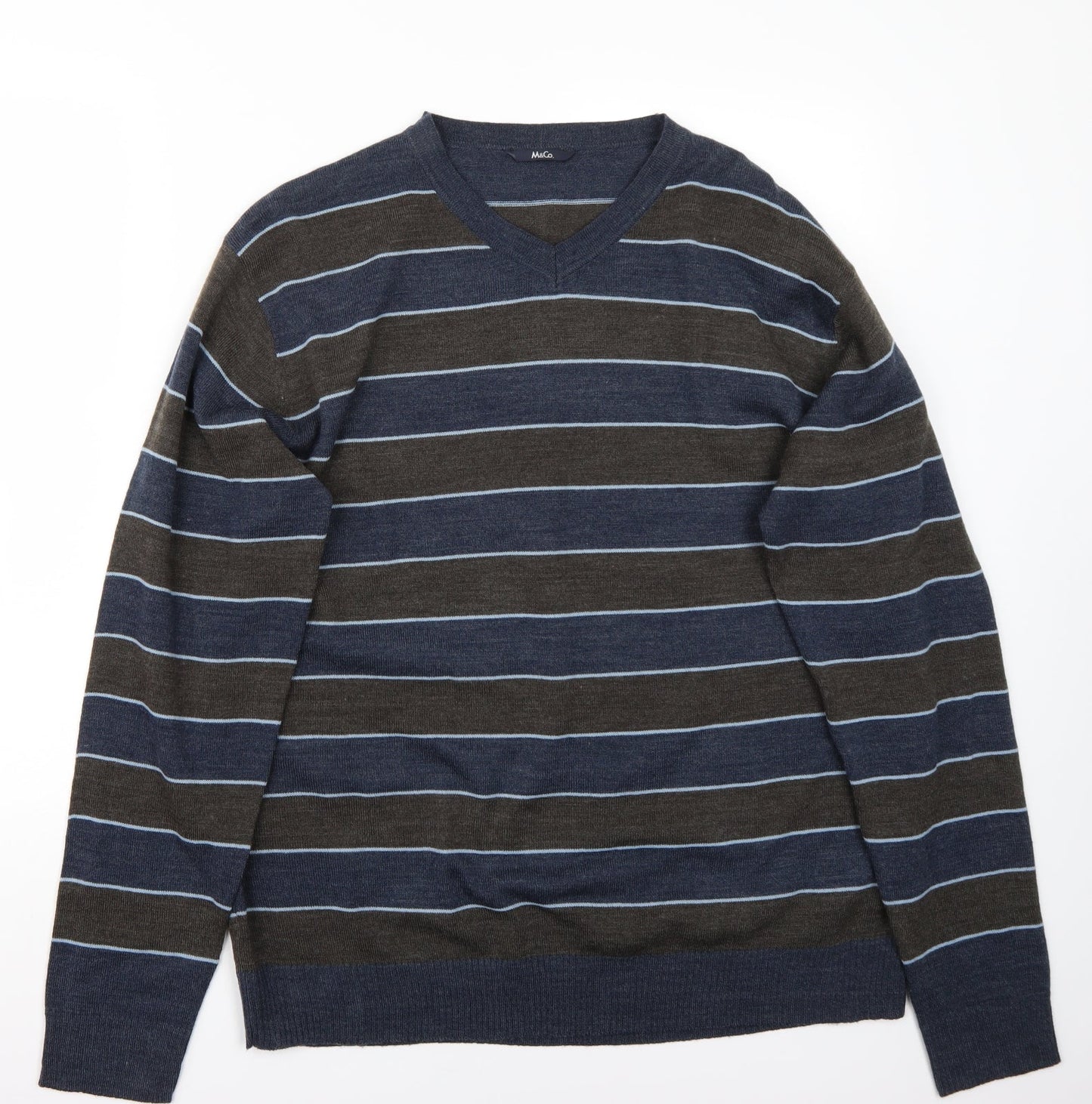 M&Co Womens Blue Striped  Pullover Jumper Size L