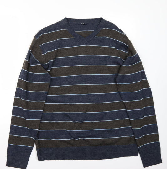 M&Co Womens Blue Striped  Pullover Jumper Size L