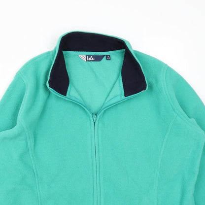 Close-up detail of isle women’s green jacket, size M