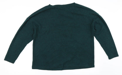 Back view of F&F women’s green jumper, size UK 14