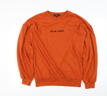 Additional front view of Misguided women’s orange jumper, size UK 6