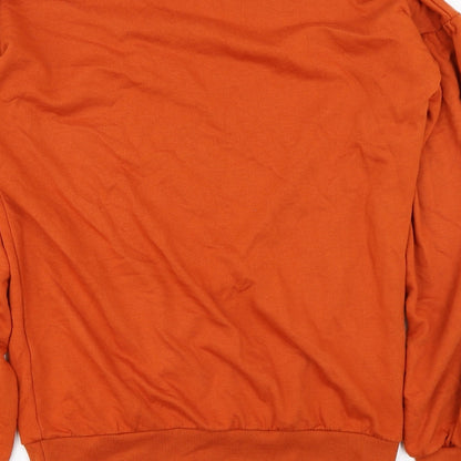 Brand and care label for Misguided women’s orange jumper, size UK 6