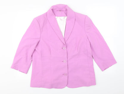 Front view of Anna rose women’s purple jacket blazer, size UK 16