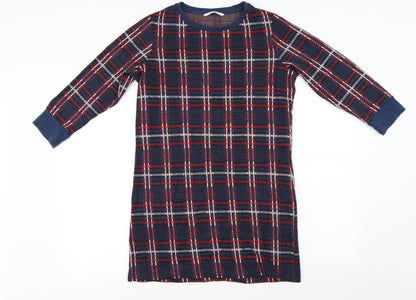 Front view of Tu women’s blue check jumper, size UK 10